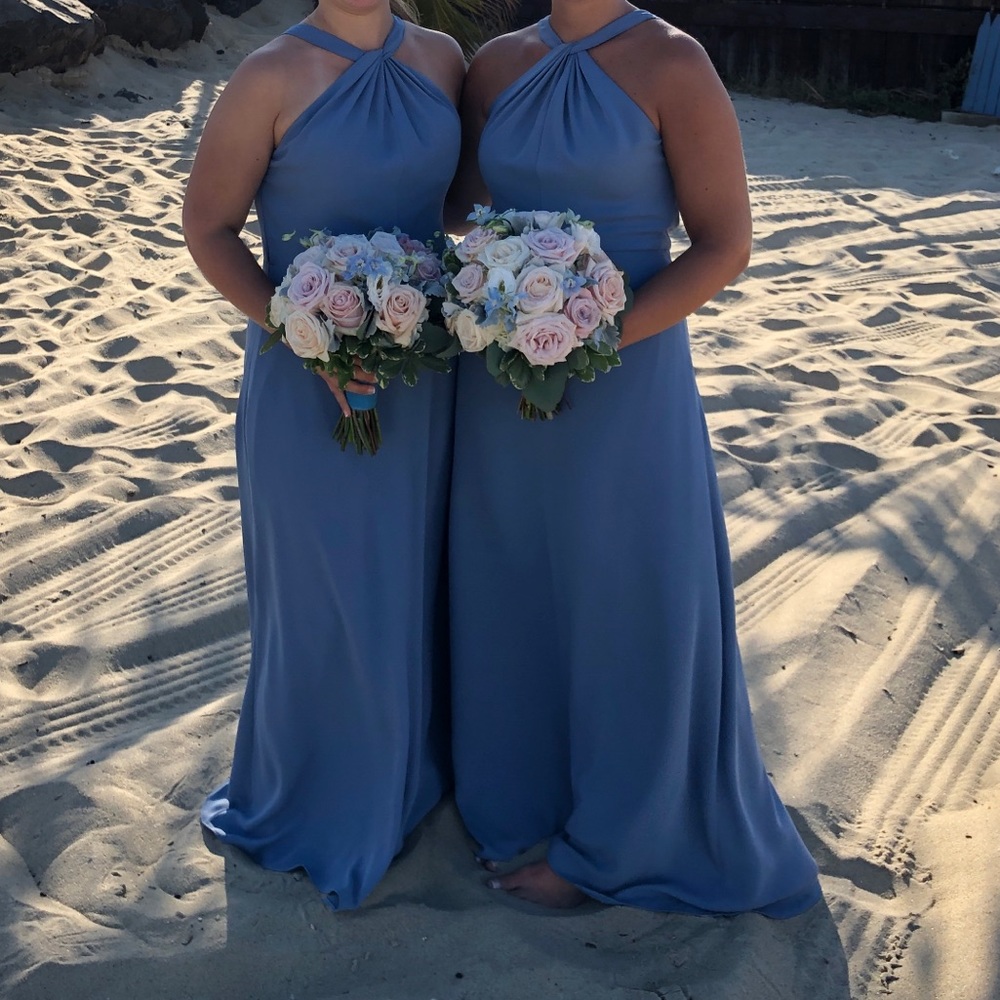 Aqua Blue Grey Bridesmaid Dress Gem